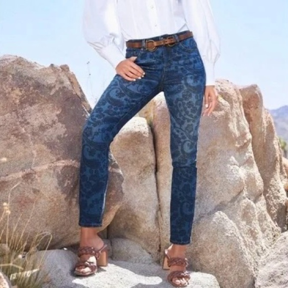 BOSTON PROPER Paisley Print Slim Ankle Jeans size 10